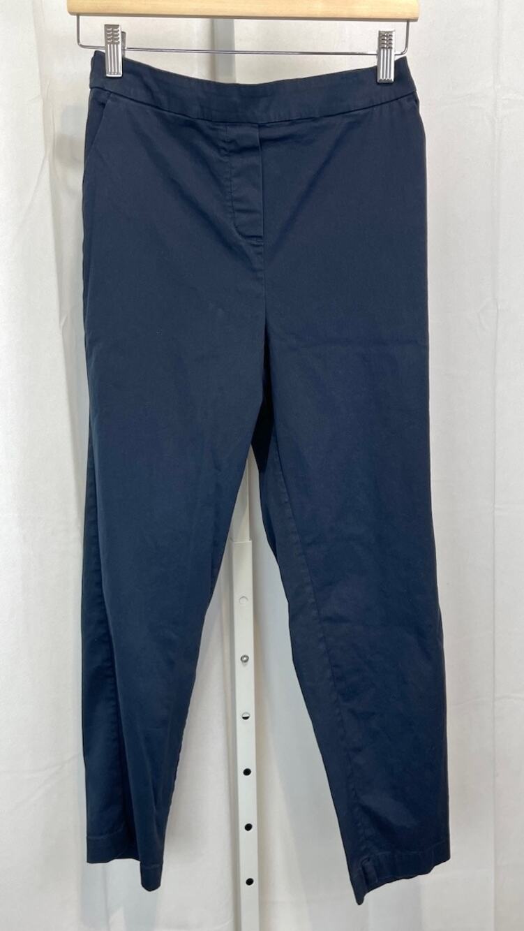 BODEN Danby Pull On Ankle Crop Pants Cotton Viscose Sateen Navy Blue UK 8 US 4